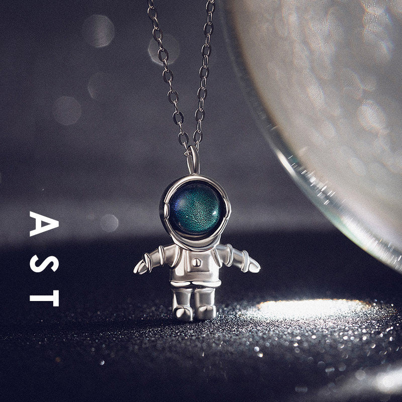 Avelena | Silber Astronauten Halskette, Schmuck Geschenke für Frauen