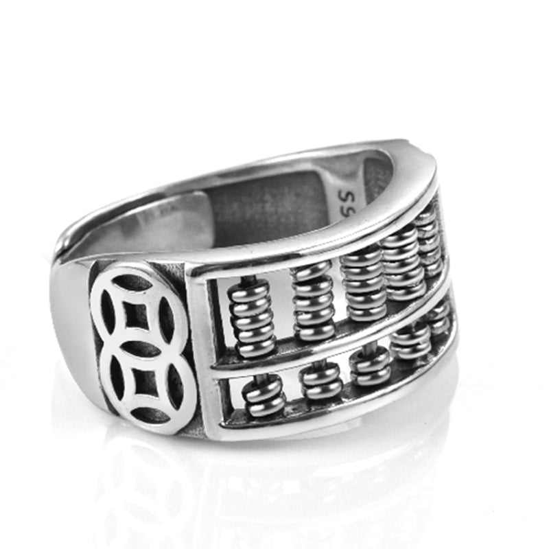 Avelena | Vintage Silber Abakus verstellbarer Ring, für Glück & Wohlstand