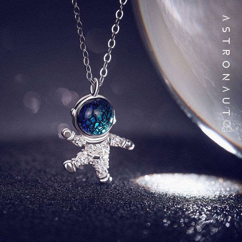 Avelena | Silber Astronauten Halskette, Schmuck Geschenke für Frauen