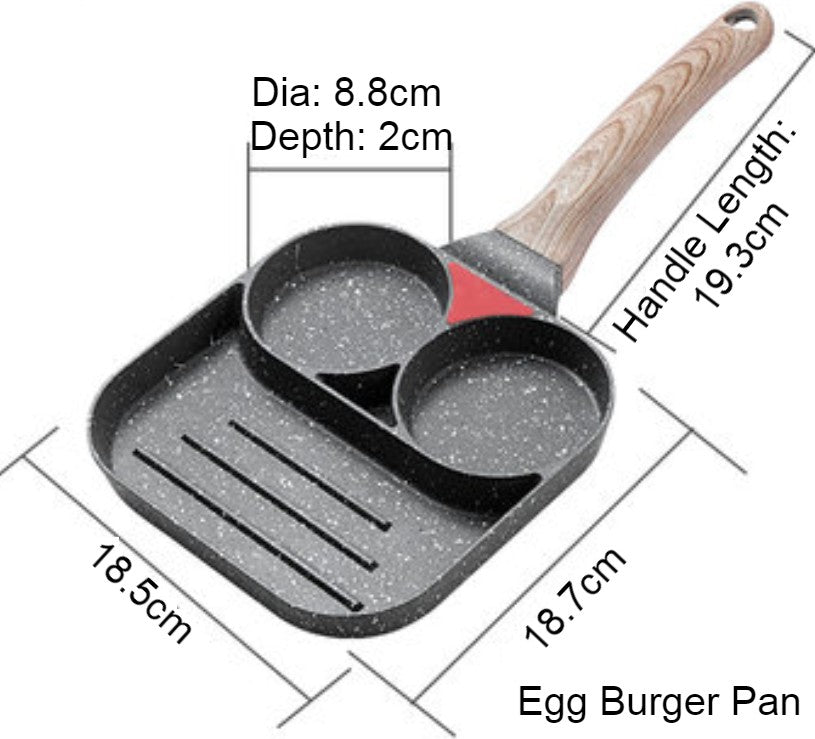 Avelena | Antihaft-Ei-Bratpfanne, mit Thermo-Dreiecks-Anzeige, Holzgriff, für Pfannkuchen, Omelett, Eier-Burger & mehr, für Gasherd & Induktionskochfeld