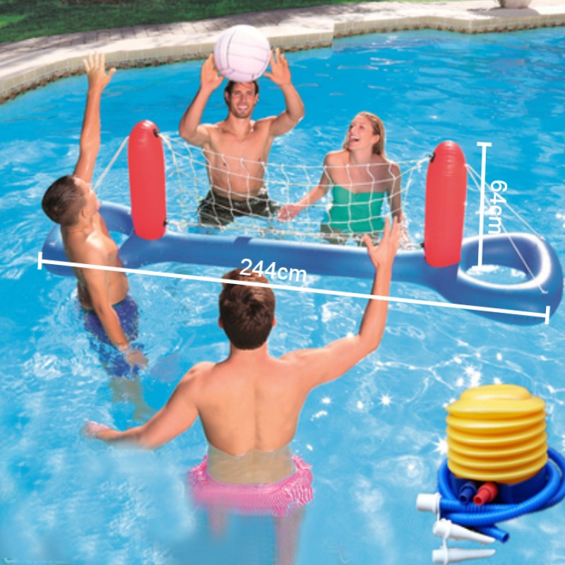 Avelena | Aufblasbares Pool Float Set, einschließlich Bälle, Tor oder Netz und Pumpe, für Sommerparty & Spaß im Wasser, für Kinder und Erwachsene
