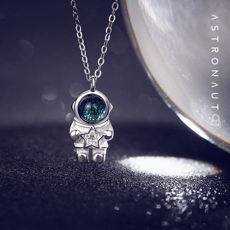 Avelena | Silber Astronauten Halskette, Schmuck Geschenke für Frauen
