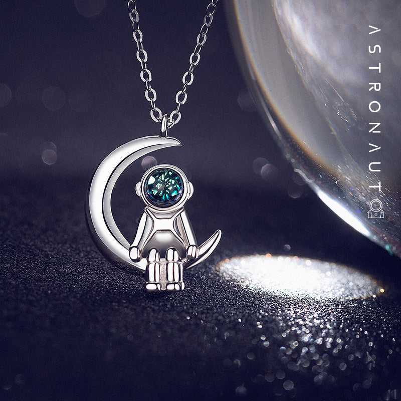 Avelena | Silber Astronauten Halskette, Schmuck Geschenke für Frauen