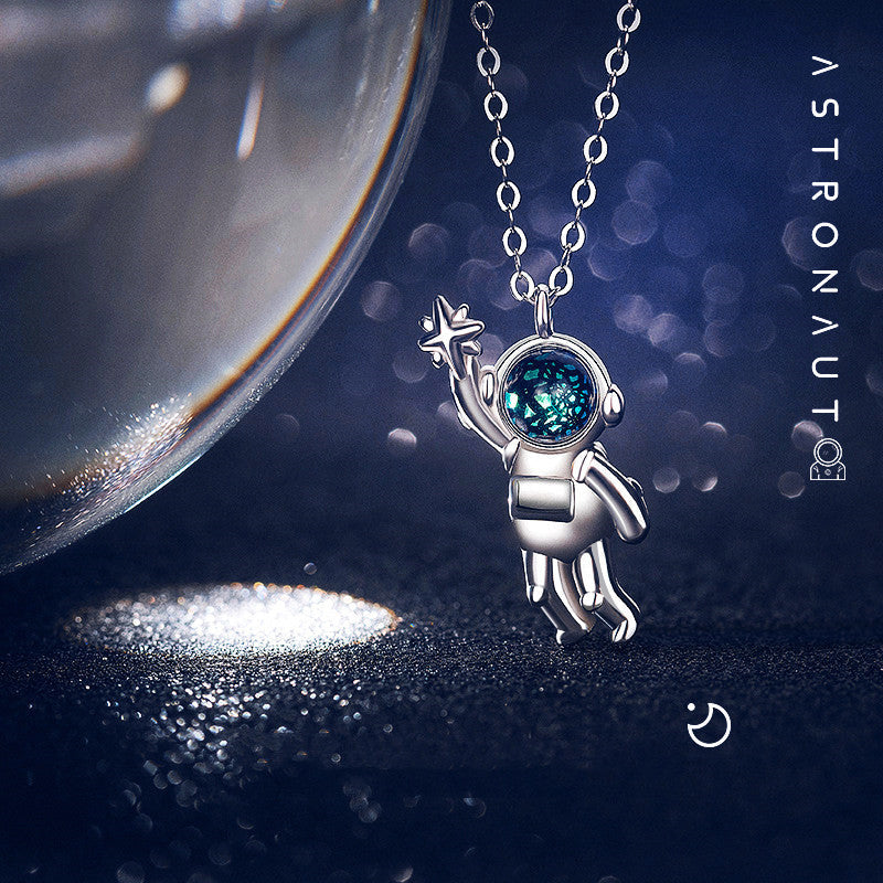 Avelena | Silber Astronauten Halskette, Schmuck Geschenke für Frauen
