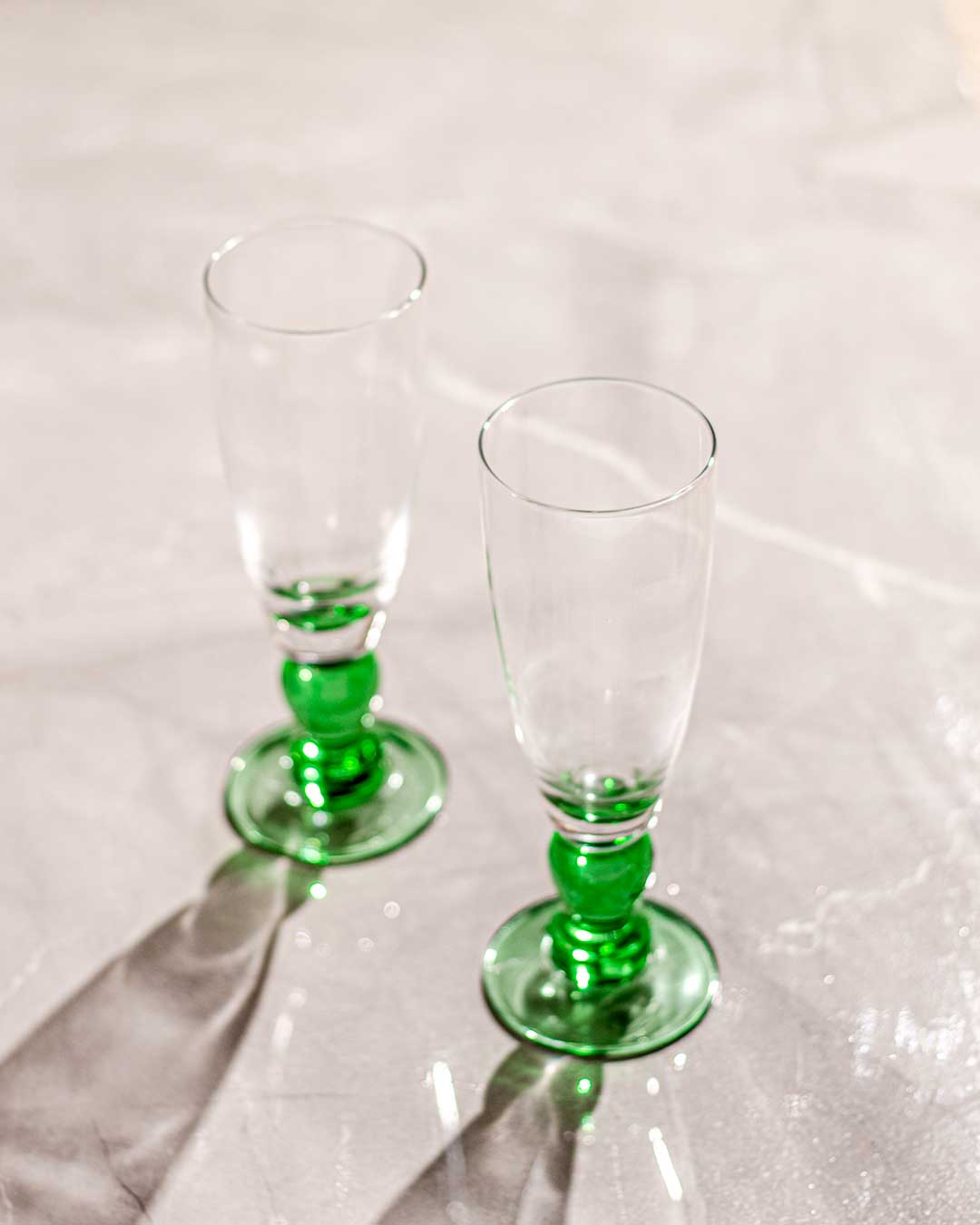 Avelena | Swirl Green Champagnerflöte - Set von 6