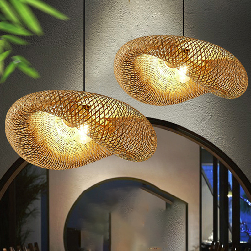 Avelena | Rattan Gewebtes Bambus -Pendellicht - Led - Licht