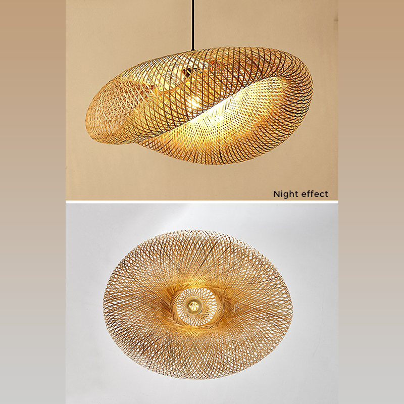 Avelena | Rattan Gewebtes Bambus -Pendellicht - Led - Licht