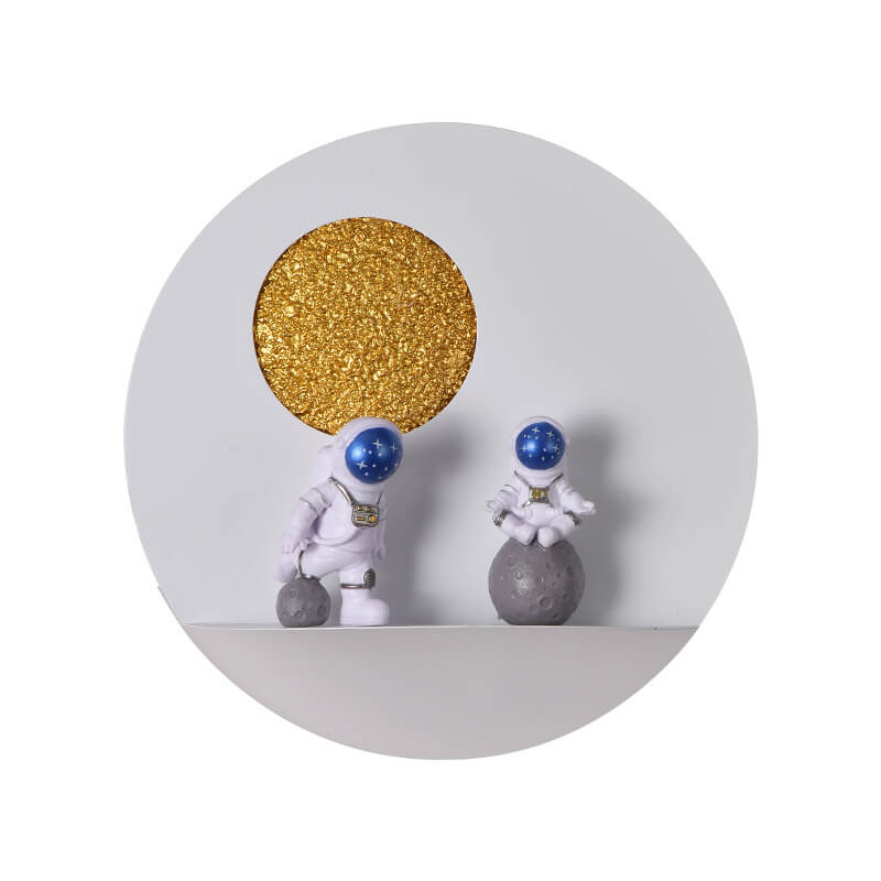 Avelena | Zeitgenössische kreative Eisenharz runde Astronaut LED Wandleuchte Lampe für Schlafzimmer
