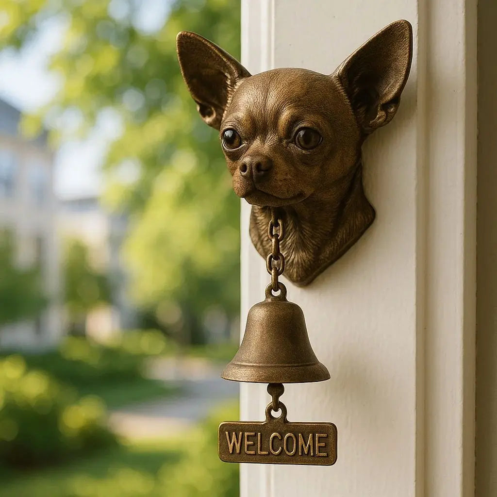 Avelena | Willkommen Glocke Schäferhund Bronze – Elegante Wandglocke mit Deutschem Schäferhund Design