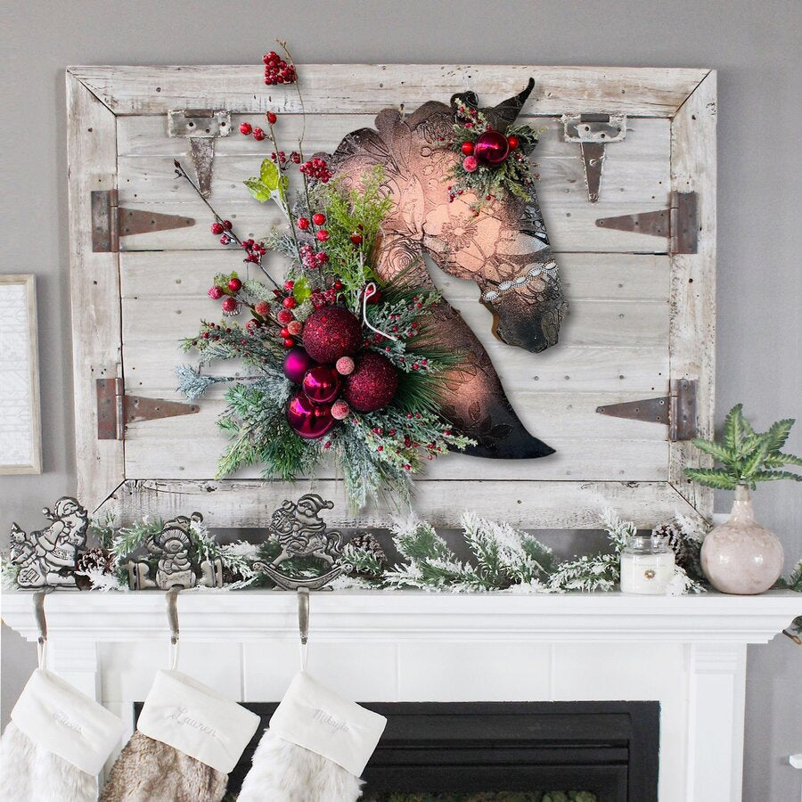 Avelena | Kerst Dressuur Houten Paardenhoofd