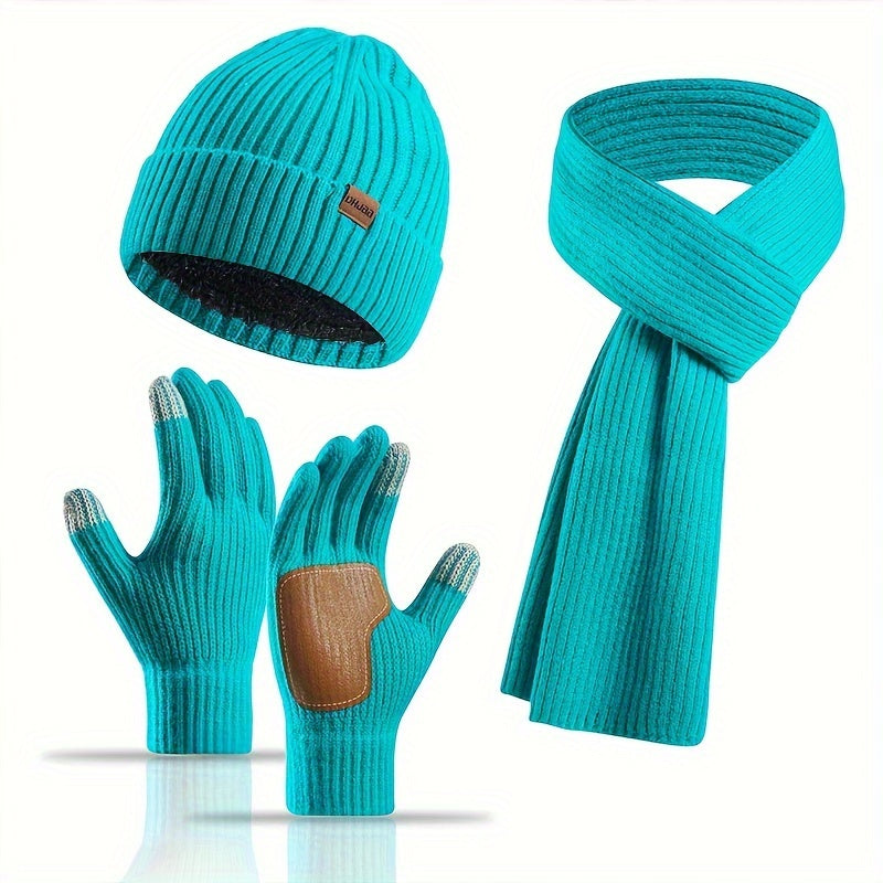 Avelena | Winter Komfort Set – Strickmütze, Schal und Handschuhe für Unisex