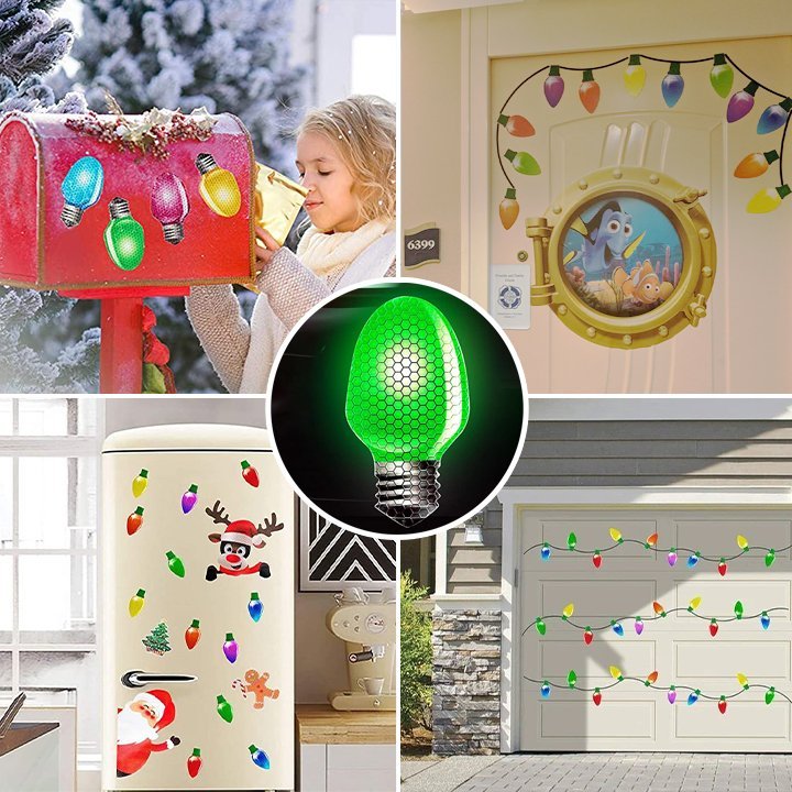 Avelena | Weihnachts-Magnet Deko | Reflektierende Glühbirnen-Magnete | Für Auto, Kühlschrank & Metallflächen
