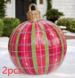 Avelena | Aufblasbare Weihnachtskugel Außendekoration 60cm – Wetterbeständige PVC Weihnachtsdekoration