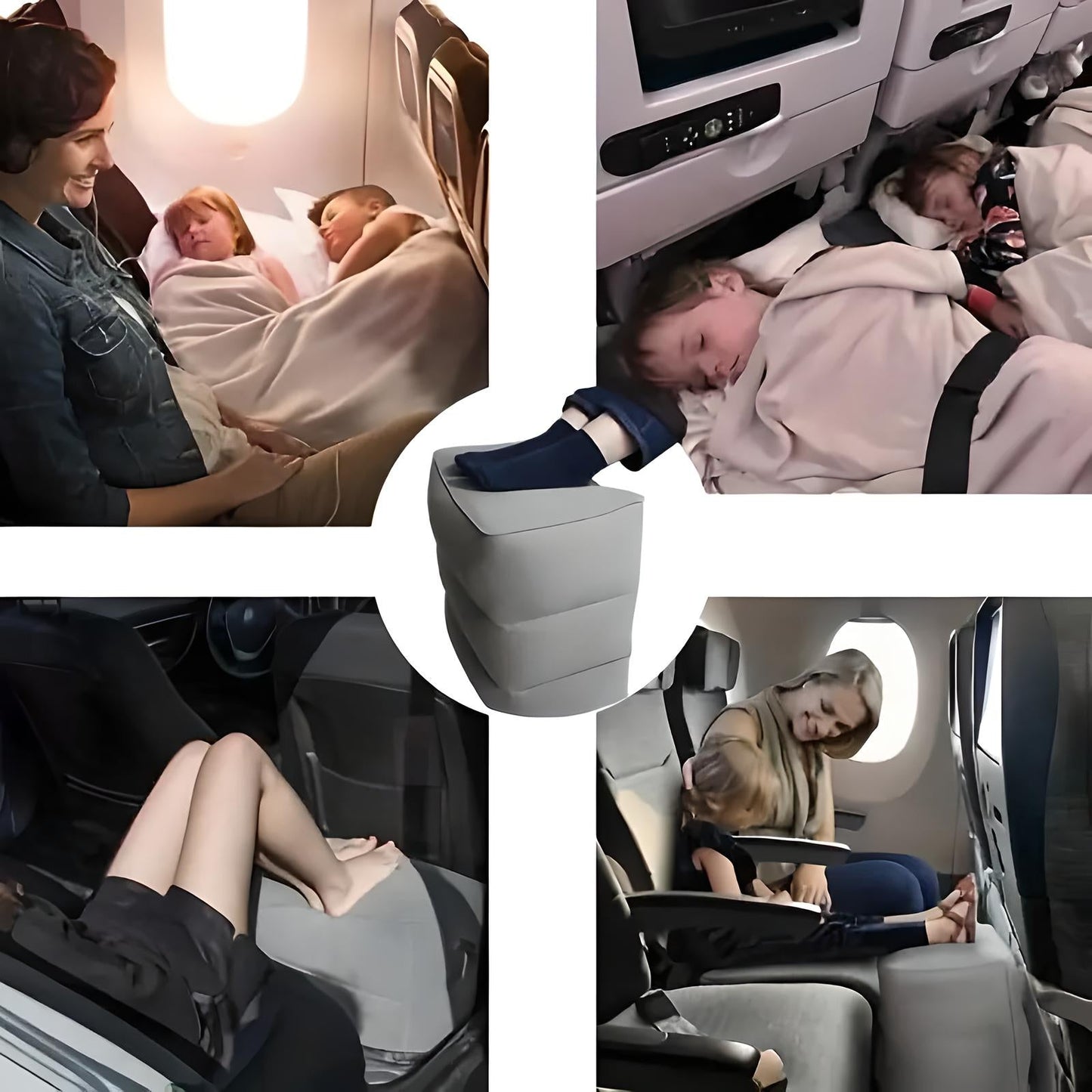 Avelena | Aufblasbare Reisefußstütze | Ergonomisch, höhenverstellbar & kompakt für Flugzeuge, Züge, Busse & Büroeinsatz