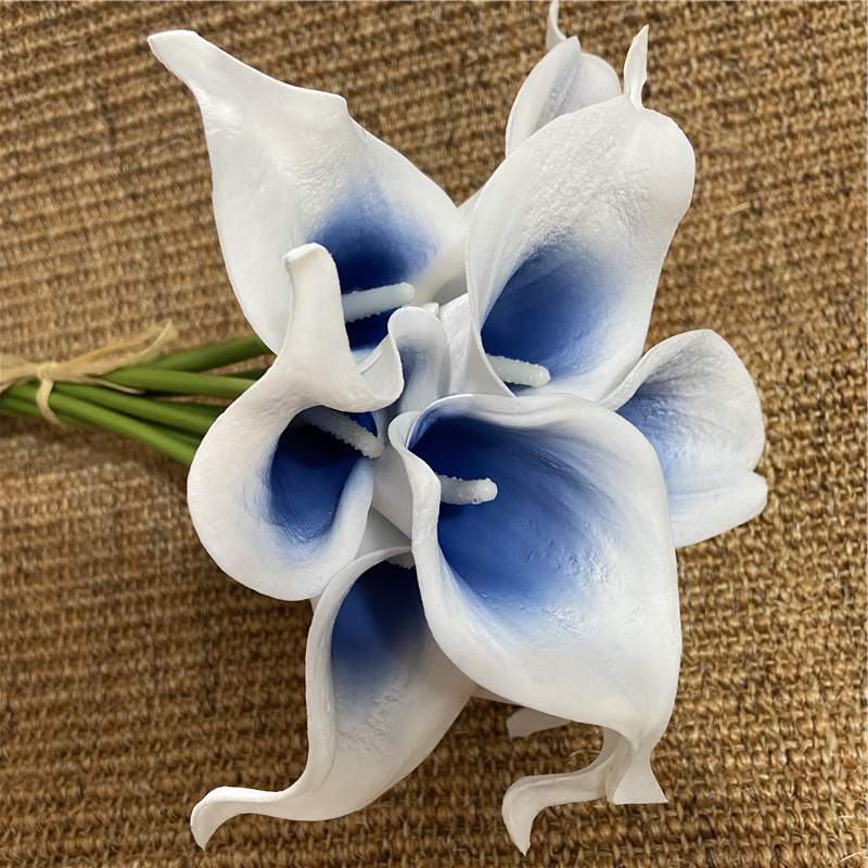 Avelena | 10 marineblaue Calla-Lilien PU Real Touch Blumen Hochzeitsdekoration Sträuße Tischdekoration Kunstblumen Wohnkultur