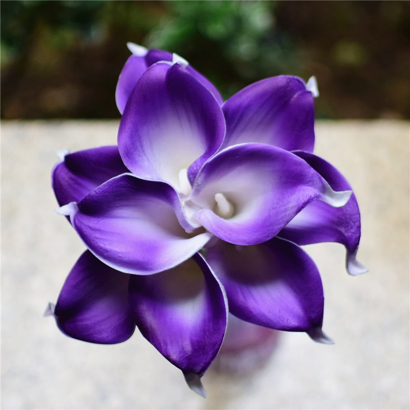 Avelena | 10 marineblaue Calla-Lilien PU Real Touch Blumen Hochzeitsdekoration Sträuße Tischdekoration Kunstblumen Wohnkultur