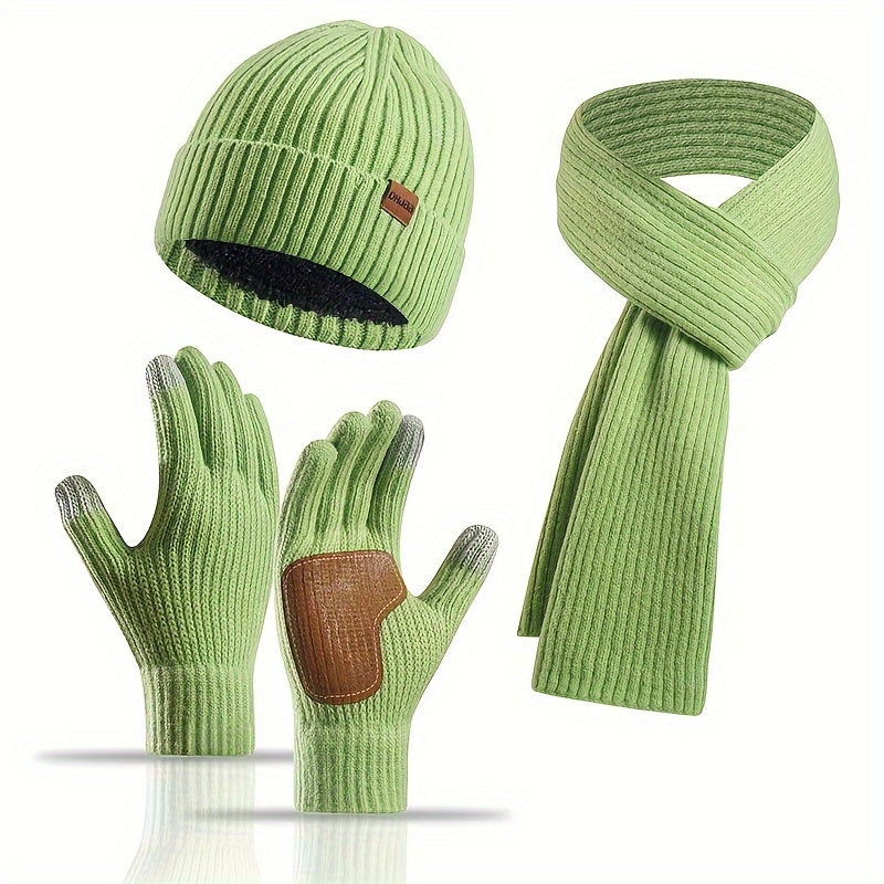 Avelena | Winter Komfort Set – Strickmütze, Schal und Handschuhe für Unisex