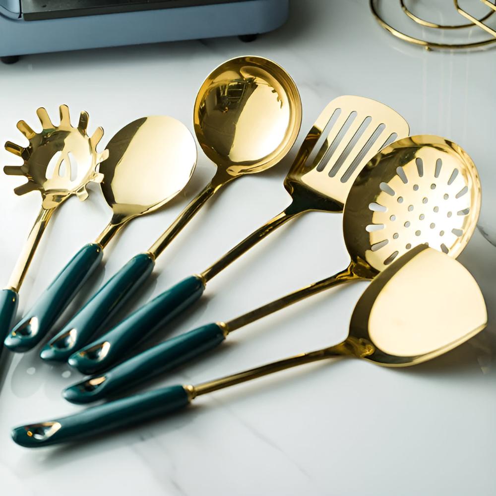 Avelena | Goldenes Edelstahl Besteckset