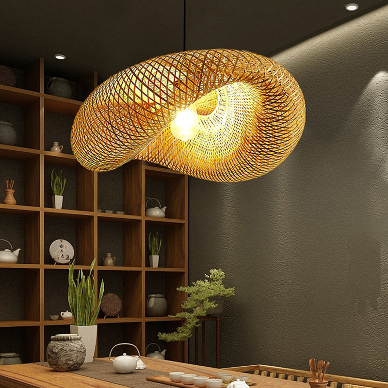 Avelena | Rattan Gewebtes Bambus -Pendellicht - Led - Licht