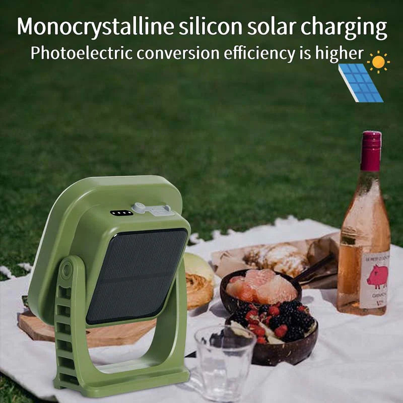 Avelena | 80W LED Solar-Aufladbare Campinglampe mit Magnet und Zoomfunktion