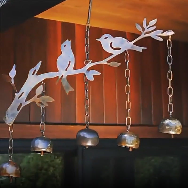 Avelena | Windspiel mit Vogelmotiv | Handgefertigtes Glockenspiel aus Eisen | Dekoration für Garten, Balkon & Terrasse