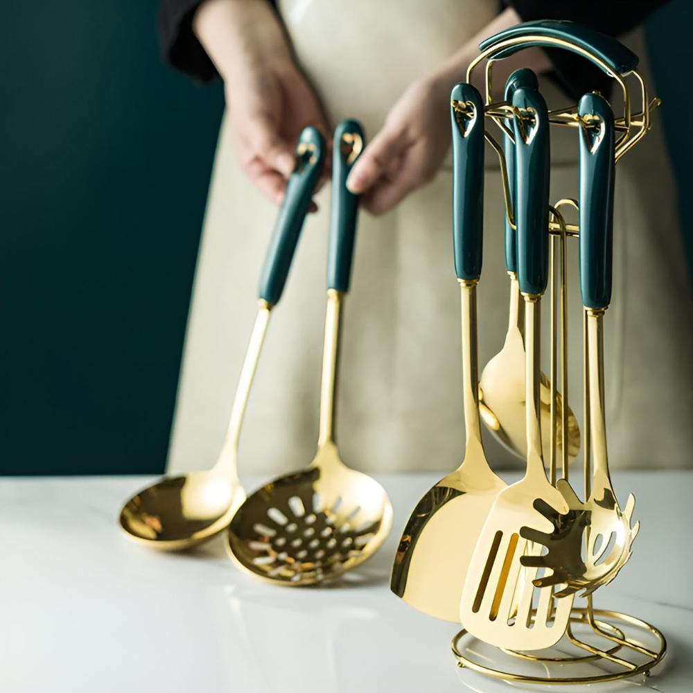 Avelena | Goldenes Edelstahl Besteckset