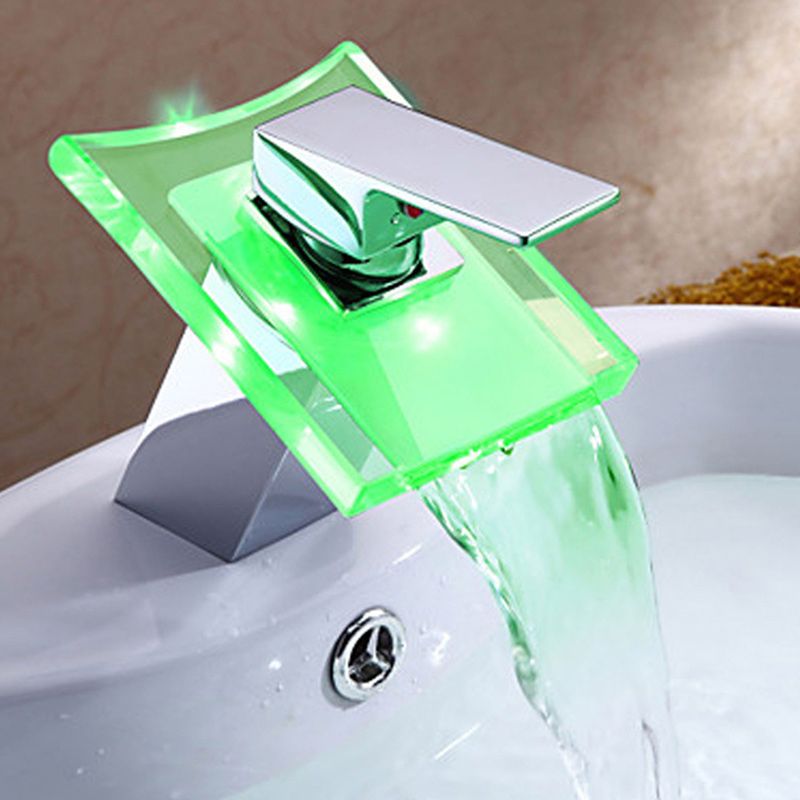 Avelena | 1-Hebel Waschtischarmatur 1-Loch Kupfer Waschbeckenarmatur mit LED-Beleuchtung