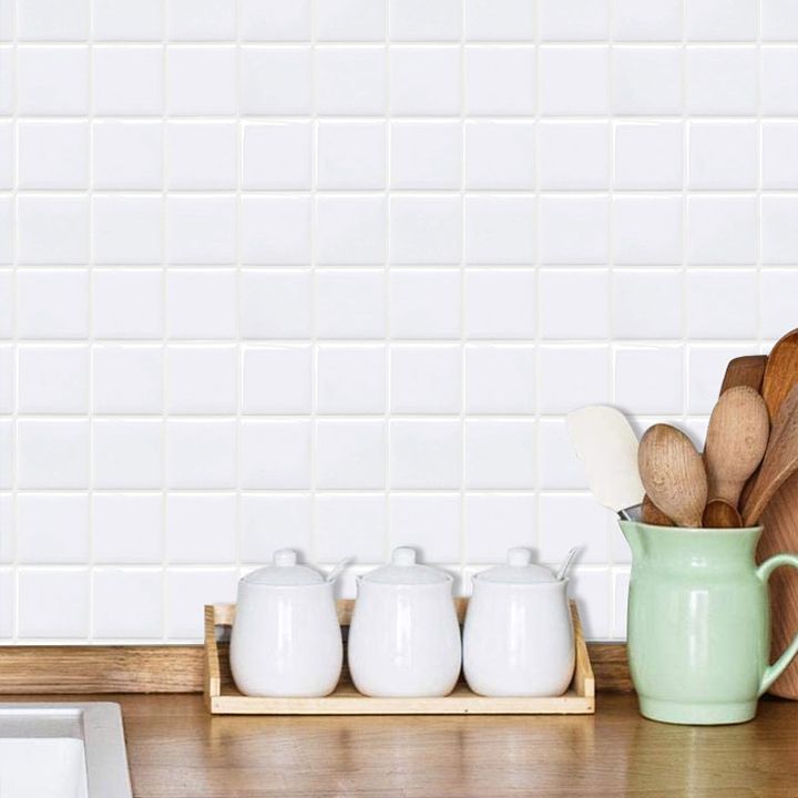 Avelena | Weiße Mosaik Peel & Stick Fliese Wasserfeste Küchenrückwand Tapete