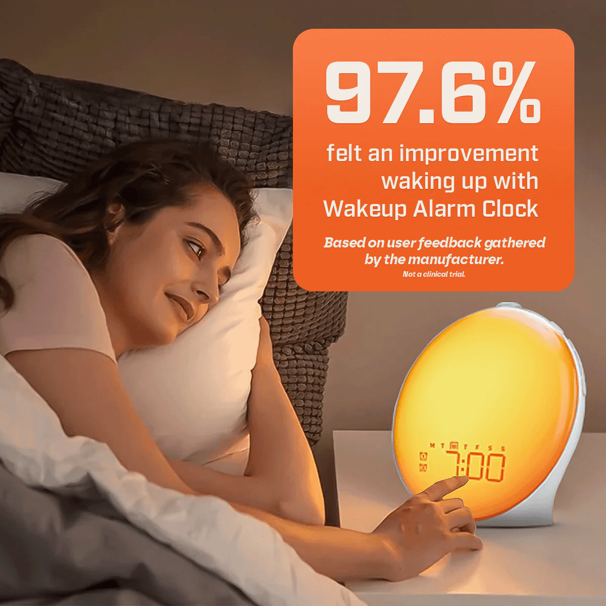 Avelena | Wake-Up Sun Lamp Clock | Gradual Sunrise Light & Customizable Sounds for Gentle Mornings