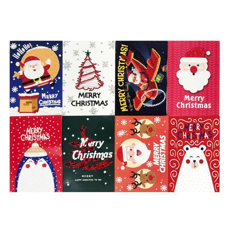 Avelena | Weihnachtskarte mit künstlicher Diamant(ein Set von 8 Modellen)
