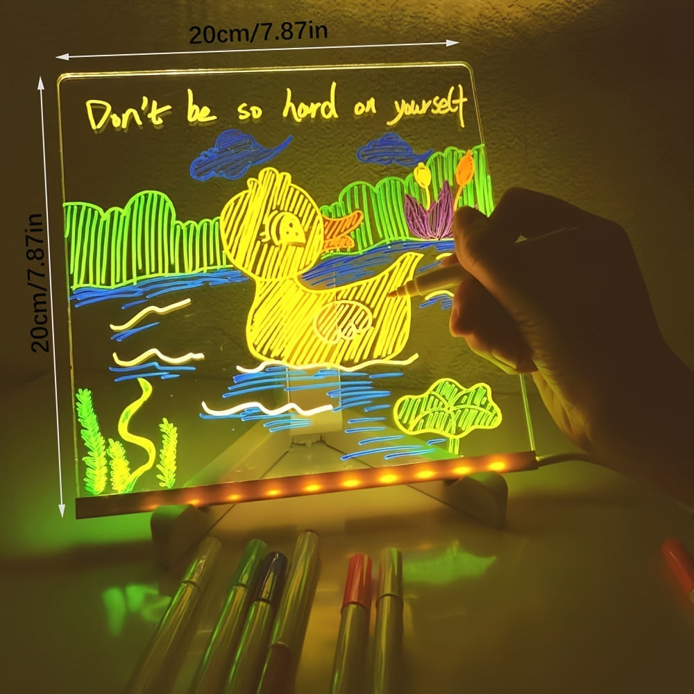 Avelena | USB LED Notizboard mit 12 Farbstiften - Leuchtende Nachrichtenboard für Büro & Zuhause
