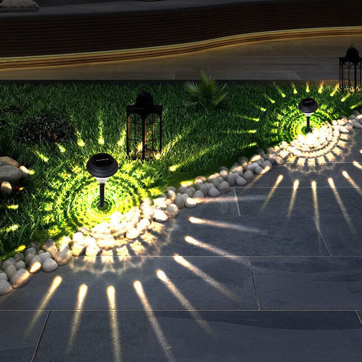 Avelena | Solar wasserdicht kreisförmig divergente Licht Schatten Design LED Außen Garten Dekorationslicht