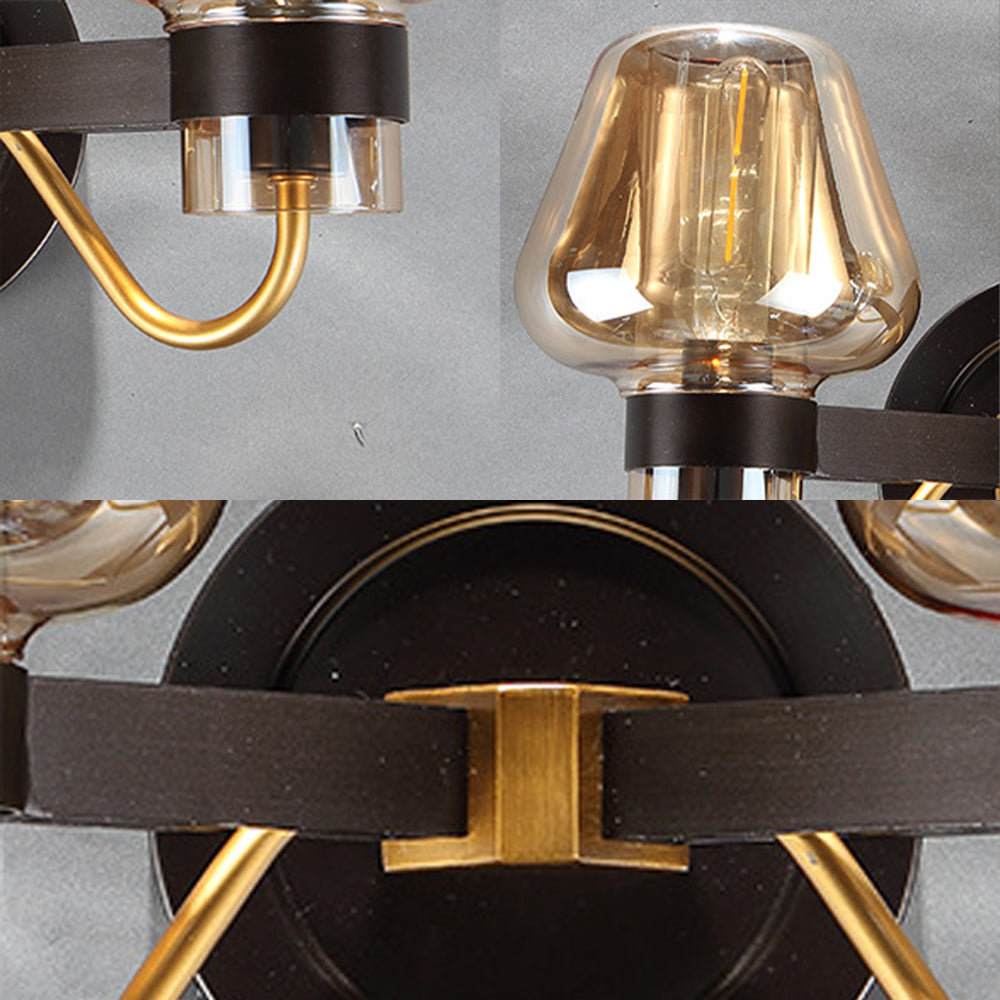 Avelena | 2-Lampe Wandbeleuchtung mit Pilzschirm Rauchglas Moderne Schlafzimmer Wandleuchte Beleuchtungseinrichtung