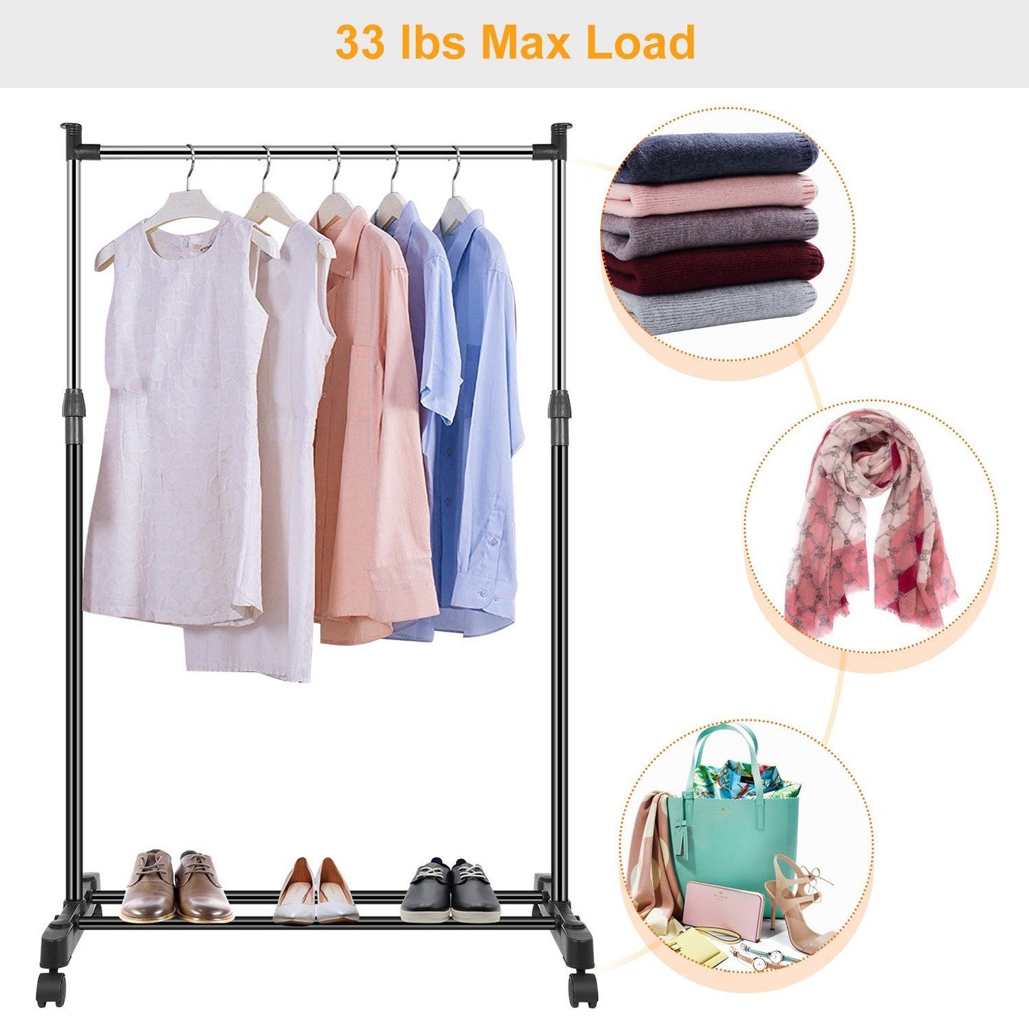 Avelena | 15 kg./33 lbs. höhenverstellbare Kleiderständer