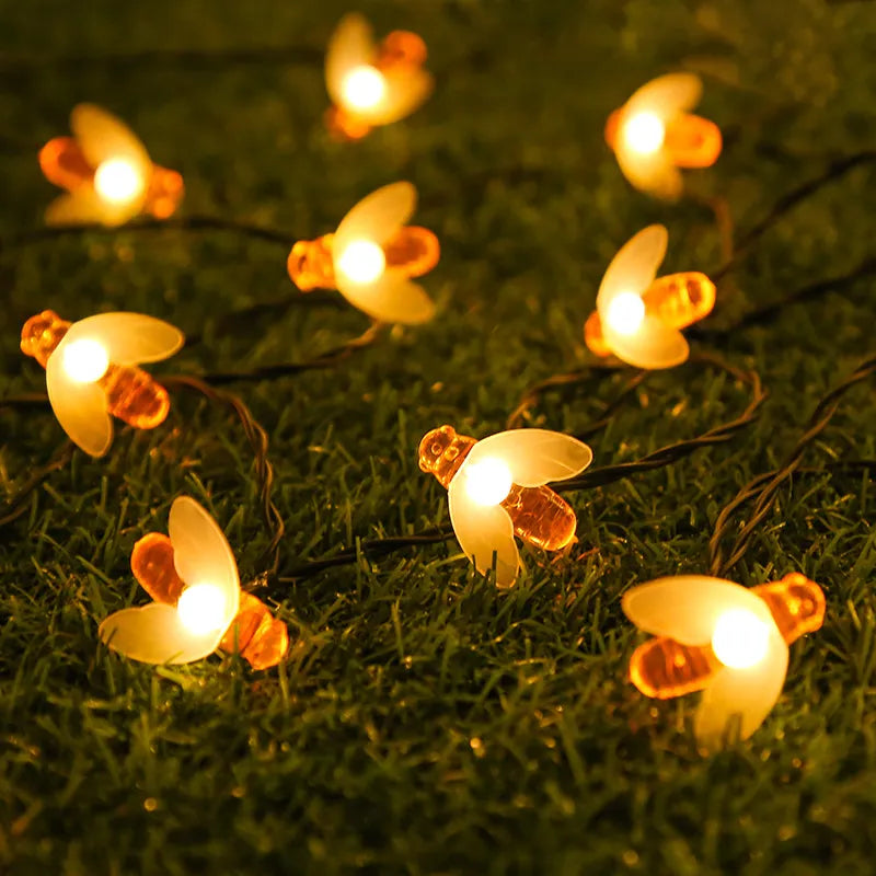 Avelena | Solar Lichterkette Biene – LED Dekoleuchten für Garten & Terrasse, Außenbeleuchtung mit Bienendesign