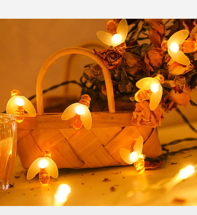 Avelena | Solar Lichterkette Biene – LED Dekoleuchten für Garten & Terrasse, Außenbeleuchtung mit Bienendesign