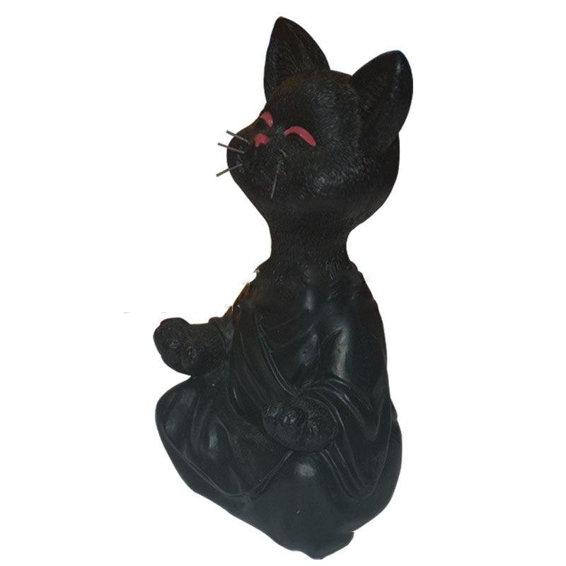Avelena | Verspielt Schwarze Buddha Katze Figur Meditation Yoga Sammlerstück Glückliche Katzen Dekor Zuhause Garten Dekoration Gartenornament