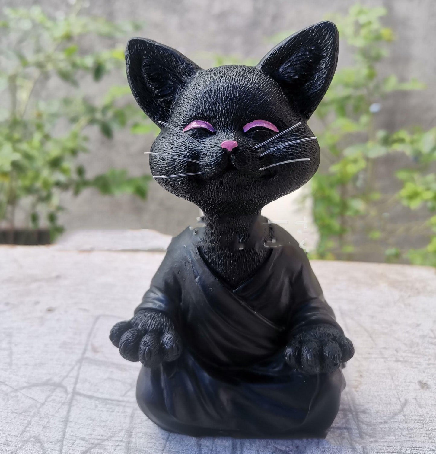 Avelena | Verspielt Schwarze Buddha Katze Figur Meditation Yoga Sammlerstück Glückliche Katzen Dekor Zuhause Garten Dekoration Gartenornament