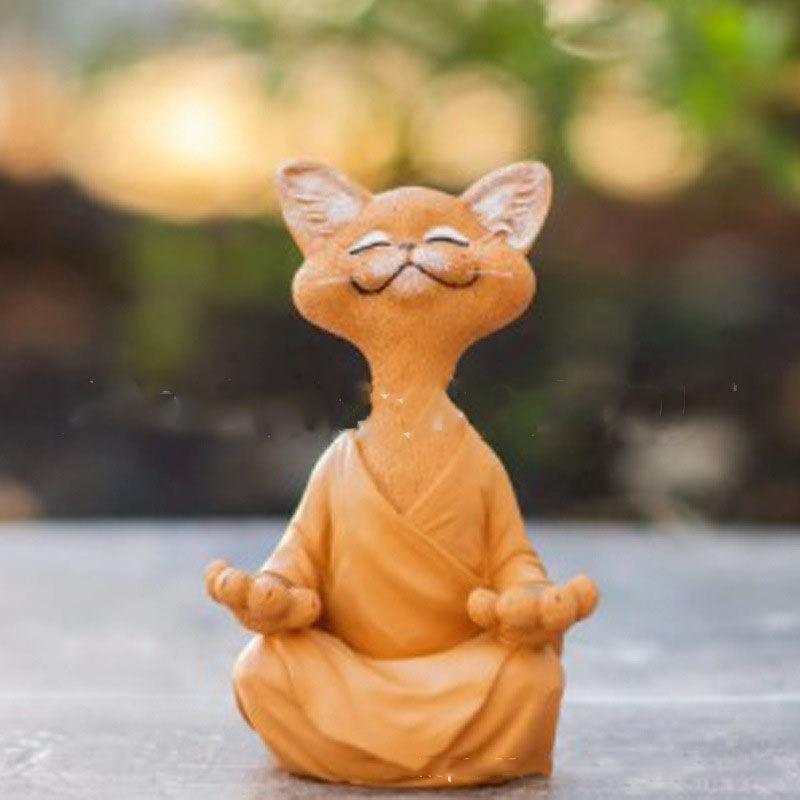Avelena | Verspielt Schwarze Buddha Katze Figur Meditation Yoga Sammlerstück Glückliche Katzen Dekor Zuhause Garten Dekoration Gartenornament