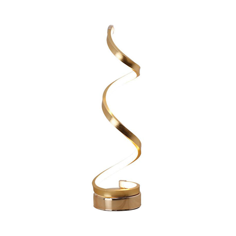 Avelena | Spiral Ribbon Metall Tischlampe Einfachheit Schwarz/Weiß/Gold LED Arbeitsbeleuchtung mit Kreisfuß in Warm/Weiß Licht