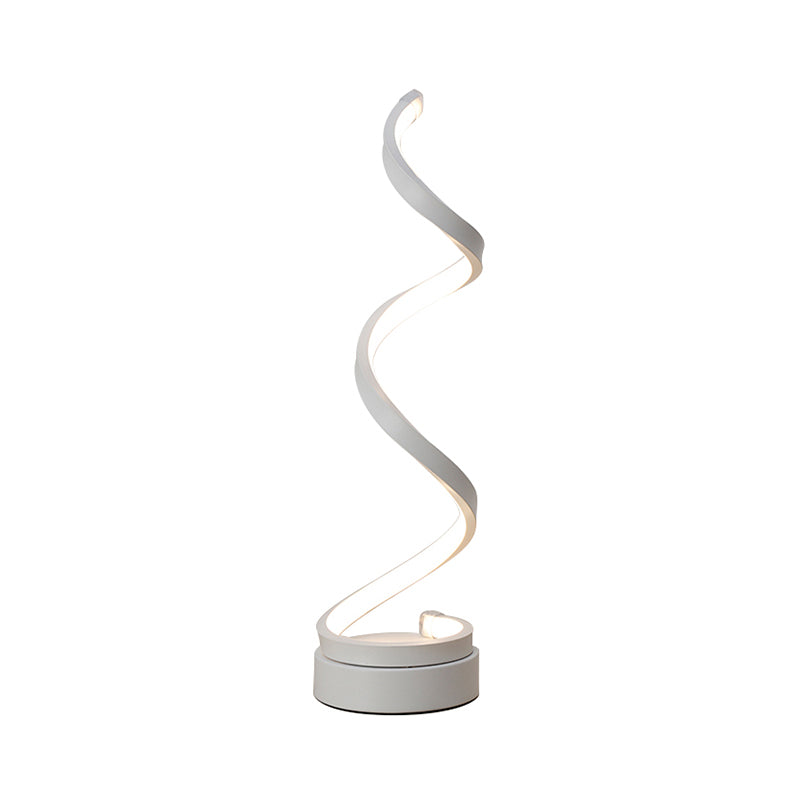 Avelena | Spiral Ribbon Metall Tischlampe Einfachheit Schwarz/Weiß/Gold LED Arbeitsbeleuchtung mit Kreisfuß in Warm/Weiß Licht