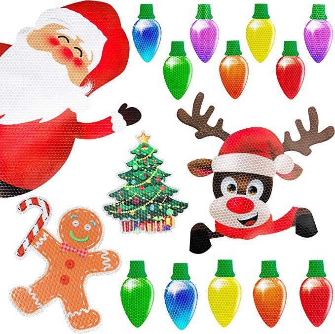 Avelena | Weihnachts-Magnet Deko | Reflektierende Glühbirnen-Magnete | Für Auto, Kühlschrank & Metallflächen
