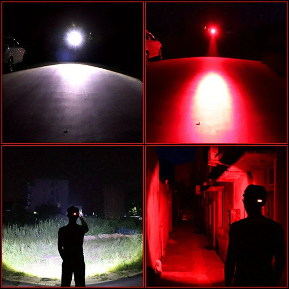Avelena | Wiederaufladbare LED Stirnlampe mit Weiß-, Rot- und Grünlicht – Leistungsstarke Kopflampe mit USB und Akku