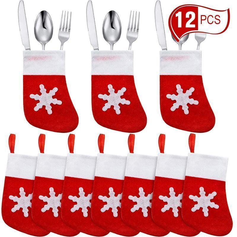Avelena | Weihnachten Tischdekoration, Schneeflockensocken für Besteck