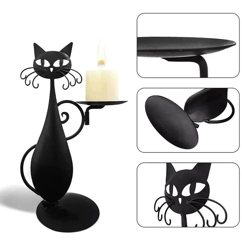 Avelena | Schwarze Katze Kerzenhalter