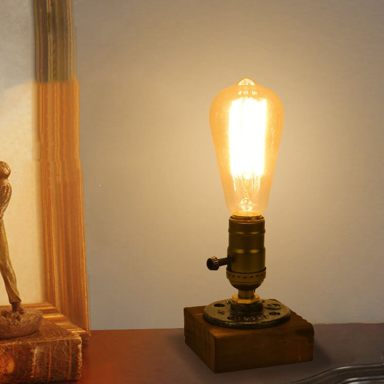 Avelena | Vintage Industrie Eisen Glühbirne 1-Licht Tischlampe