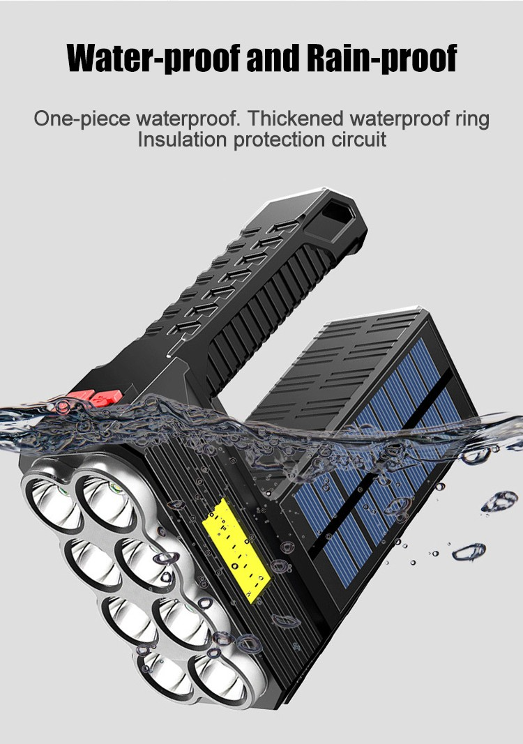 Avelena | Solar LED Taschenlampe – Wasserdichter, leistungsstarker Handstrahler mit Lithium-Batterie