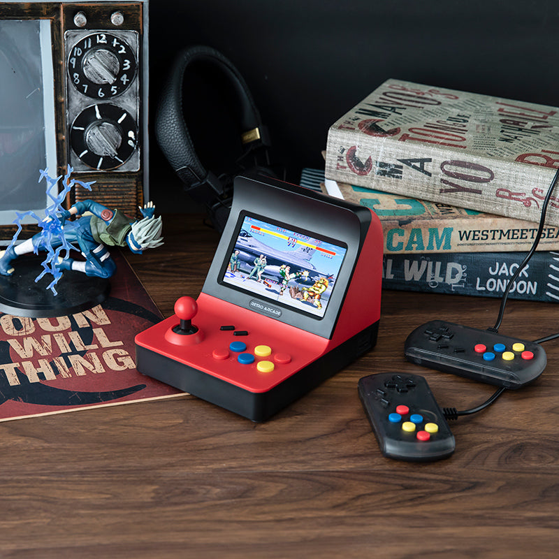 Avelena | 4,3 Zoll Mini-Spielkonsole mit 3000 integrierten Spielen, 360° Joystick, 2200mAh Lithium-Batterie, kann mit TV und Kopfhörern verbunden werden, unterstützt Zwei-Spieler-Spiele und bis zu 32G TF-Karte