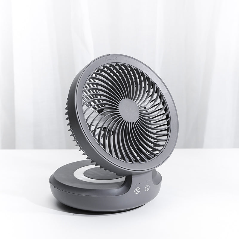 Avelena | Wiederaufladbarer faltbarer Schreibtischventilator, mit vier Modi, Nachtlicht und verstellbarem Winkel, für Studium, Schlaf, Arbeit und im Freien