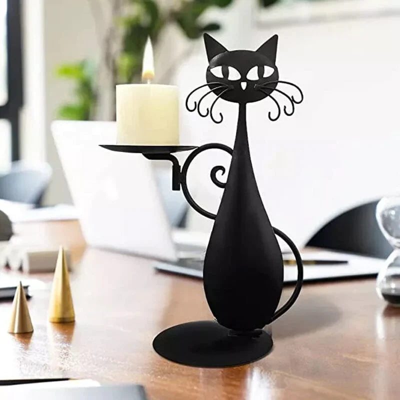 Avelena | Schwarze Katze Kerzenhalter